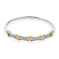 Simulated Diamond Bangle Bracelet in Dualtone (7.00 In)