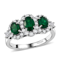 Certified & Appraised Premium Tsavorite Garnet, Moissanite Ring in Rhodium Over Sterling Silver (Size 10.0) 1.94 ctw