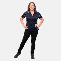 Expert Oxymesh Black Piped Polo - Large
