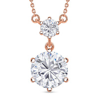 D'Joy Heart & Arrow Cut Moissanite Necklace (18 Inches) in 18K Vermeil Rose Gold Over Sterling Silver 4.00 ctw