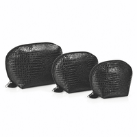 La Marey Black Genuine Leather Set of 3 Pouches