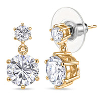 D'Joy Moissanite 4.00 ctw Earrings in 18K Vermeil Yellow Gold Over Sterling Silver