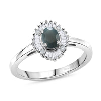 D'Joy Narsipatnam Alexandrite, Diamond (0.16 cts) Ring in Rhodium Over Sterling Silver (Size 10.0) 0.60 ctw
