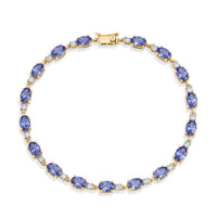 10K Yellow Gold Premium Tanzanite, Luxuriant Lab Grown Diamond (E-F, VS) (0.60 cts) Bracelet (7.25 In) 8.60 ctw