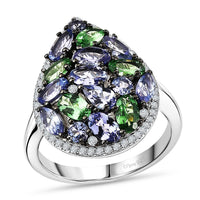 D'Joy Tanzanite, Multi Gemstone Ring in Rhodium Over Sterling Silver (Size 10.0) 4.00 ctw