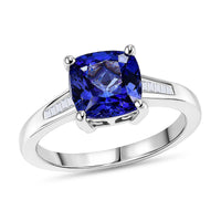 Rhapsody 950 Platinum AAAA Tanzanite, Diamond (E-F, VS) (0.13 cts) Ring (Size 7.0) (5.85 g) 2.50 ctw