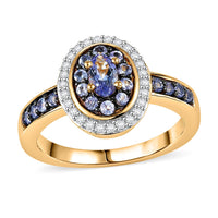 D'Joy Tanzanite, White Zircon Ring in 18K Vermeil YG Over Sterling Silver (Size 10.0) 0.80 ctw
