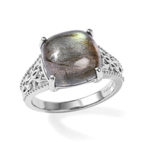 EverTrue Malagasy Labradorite Solitaire Ring in Stainless Steel (Size 10.0) 7.90 ctw