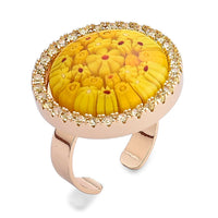 Yellow Color Murano Style and Simulated Yellow Diamond Ring in ION Plated YG (6.00-10.00)