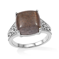 EverTrue Golden Sheen Moonstone Solitaire Ring in Stainless Steel (Size 10.0) 7.30 ctw