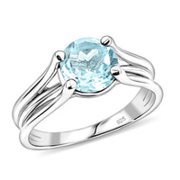 Blue Topaz 1.25 ctw Solitaire Ring in Sterling Silver (Size 7.0)