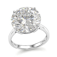 D'Joy Moissanite (Rnd 14.5mm) Ring in Rhodium Over Sterling Silver (Size 10.0) 10.30 ctw