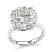 D'Joy Moissanite (Rnd 14.5mm) Ring in Rhodium Over Sterling Silver (Size 10.0) 10.30 ctw