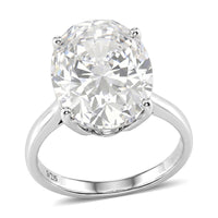 D'Joy Moissanite (Rnd 14.5mm) Ring in Rhodium Over Sterling Silver (Size 10.0) 10.30 ctw