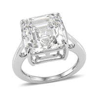 D'Joy Moissanite (Rnd 14.5mm) Ring in Rhodium Over Sterling Silver (Size 10.0) 10.30 ctw