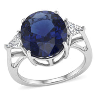 Epic Deal 10K White Gold AAA Madagascar Blue Sapphire (DF), Luxuriant Lab Grown Diamond (E-F, VS) (0.46 cts) Ring (Size 10.0) (4.05 g) 10.40 ctw