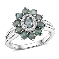 D'Joy Narsipatnam Alexandrite, Moissanite Ring in Rhodium Over Sterling Silver (Size 10.0) 1.65 ctw