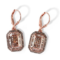 D'Joy Natural Champagne Diamond Royal Sunburst Earrings in 18K Vermeil RG Over Sterling Silver 1.10 ctw