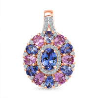 D'Joy Tanzanite, Multi Gemstone Pendant without Chain in 18K Vermeil RG Over Sterling Silver 2.90 ctw