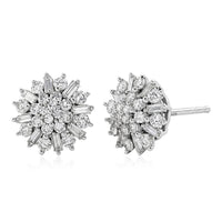 Luxuriant Lab Grown Diamond (G-H, SI) Cluster Earrings in Sterling Silver 1.00 ctw