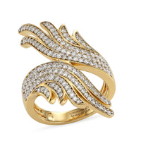 Luxuriant Lab Grown Diamond (G-H, SI) Bypass Ring in 18K Vermeil Yellow Gold Over Sterling Silver (Size 10.0) 1.00 ct.w,,