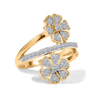 Luxuriant Lab Grown Diamond (G-H, SI) Bypass Floral Ring in 18K Vermeil Yellow Gold Over Sterling Silver (Size 10.0) 0.50 ctw