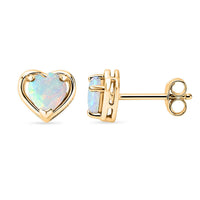 D'Joy Premium Ethiopian Welo Opal 0.50 ctw Heart Earrings in 14K Yellow Gold Over Sterling Silver