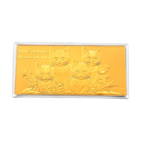 24K Yellow Gold Paws of Love Hearts of Joy Cat Family Embossed Sheet (155x75mm) 100mg