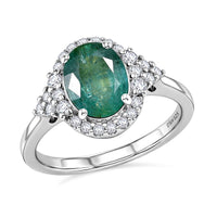 Certified & Appraised D'Joy Premium Kagem Zambian Emerald, Moissanite Ring in Rhodium Over Sterling Silver (Size 10.0) 2.10 ctw