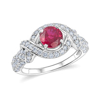 Ruby and Simulated Diamond 1.65 ctw Ring in Sterling Silver (Size 6.0)