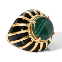 EverTrue African Malachite Men''s Ring in 18K YG Plated (Size 10.0) 11.60 ctw