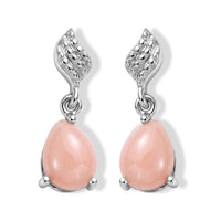 EverTrue Peruvian Pink Opal 1.90 ctw Dangling Earrings in Platinum Bond