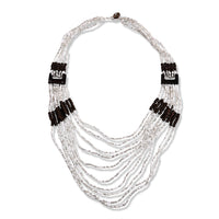 Multistrand Seed Bead Necklace with Wood as Linking and Toggle Lock (24 Inches)
