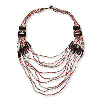 Multistrand Seed Bead Necklace with Wood as Linking and Toggle Lock (24 Inches)