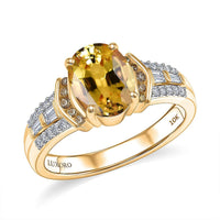 SGL Certified Luxoro 10K Yellow Gold AAA Yellow Sapphire, Natural Yellow Diamond and White Diamond (I2) (0.35 cts) Ring (Size 10.0) 2.60 ctw