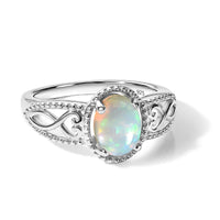 D'Joy Ethiopian Welo Opal 1.00 ctw Ring in Rhodium Over Sterling Silver (Size 8.0)
