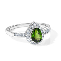 D'Joy Chrome Diopside and White Zircon 1.30 ctw Ring in Rhodium Over Sterling Silver (Size 10.0)