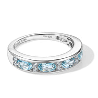 D''Joy Lagoon Apatite, White Zircon Band Ring in Rhodium Over Sterling Silver (Size 10.0) 1.20 ctw