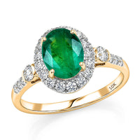 Memorial Day Doorbuster Certified & Appraised Luxoro 10K Yellow Gold AAA Zambian Emerald, Diamond (I2) (0.70 cts) Ring (Size 10.0) 2.50 ctw