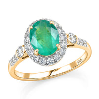 Memorial Day Doorbuster Certified & Appraised Luxoro 10K Yellow Gold AAA Zambian Emerald, Diamond (I2) (0.70 cts) Ring (Size 10.0) 2.50 ctw