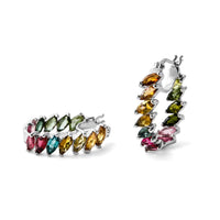 D'Joy Multi-Tourmaline Shades of Forever Earrings in Rhodium Over Sterling Silver 6.50 ctw