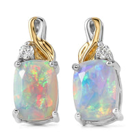 D'Joy Premium Ethiopian Welo Opal, Moissanite Nature Glow Earrings in 14K YG over and Sterling Silver 1.25 ctw