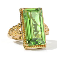 EverTrue Chartreuse Quartz Forest Treasure Ring in 18K YG Plated (Size 10.0) 12.50 ctw