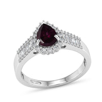 D'Joy AAA Radiant Ember Garnet, Moissanite Crown Teardrop Ring in Rhodium Over Sterling Silver (Size 10.0) 2.00 ctw
