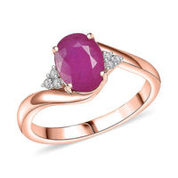 Premium Mozambique Ruby and Diamond Ring in Rhodium Over Sterling Silver (Size 4.0) 2.70 ctw