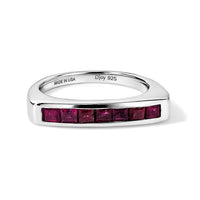 D'Joy Princess Cut Niassa Ruby (FF) 0.90 ctw Ring in Rhodium Over Sterling Silver (Size 6.0)