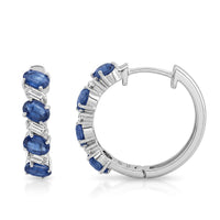 D'Joy Premium Kashmir Kyanite, Moissanite Blue Majesty Hoop Earrings in Rhodium Over Sterling Silver 5.75 ctw