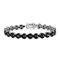 EverTrue Thai Black Spinel 23.40 ctw Midnight Carpet Elegance – 3 Row Bracelet in Platinum Bond (8.00 In)