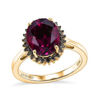 Luxoro 10K Yellow Gold AAA Radiant Ember Garnet, Natural Champagne Diamond (I2) (0.19 cts) Ring (Size 10.0) 3.50 ctw