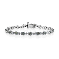D'Joy Narsipatnam Alexandrite and Moissanite 4.60 ctw Bracelet in Rhodium Over Sterling Silver (7.25 In)